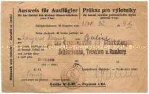 Ausweis für den kleinen Grenzverkehr (10 km) nach Tschechien (deutsch, tschechisch) - Familienkonvolut