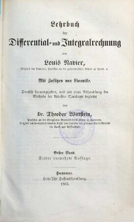 Lehrbuch der Differential- und Integralrechnung, 1