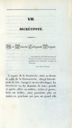 VII. Secrétivité. M. le Prince de Talleyrand Périgord