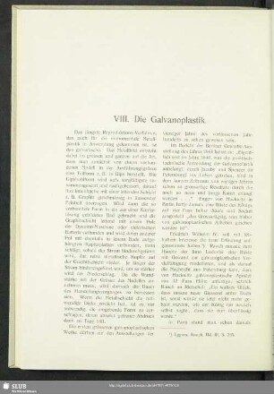 VIII. Die Galvanoplastik