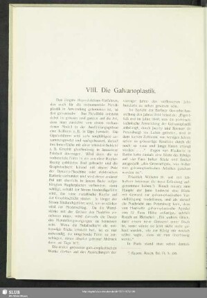 VIII. Die Galvanoplastik
