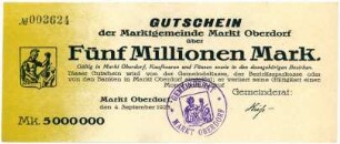 Geldschein / Notgeld, 5 Millionen Mark, 4.9.1923