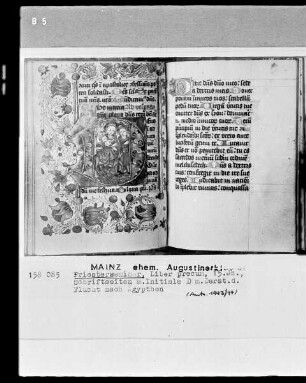 Liber precum: folio ?, Initiale D, Flucht nach Ägypten
