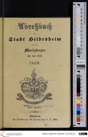 1859: [1859] Adreßbuch der Stadt Hildesheim und des Moritzberges : für das Jahr 1859