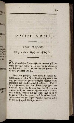 Erster Theil. Erster Abschnitt. Allgemeine Ephoralpflichten.