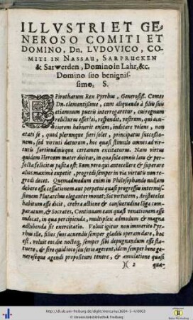Illustri et Generoso Comiti et Domino Dn. Ludovico, Comiti in Nassau …