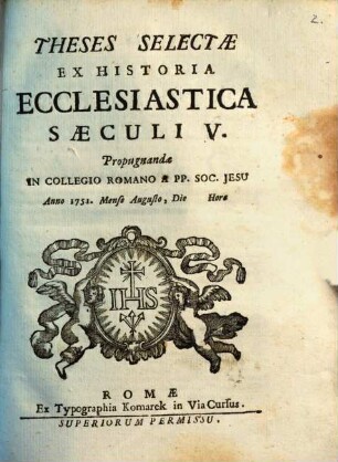 Theses selectae ex historia ecclesiastica saeculi V.