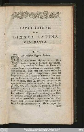 Caput Primum. De Lingua Latina Generatim.