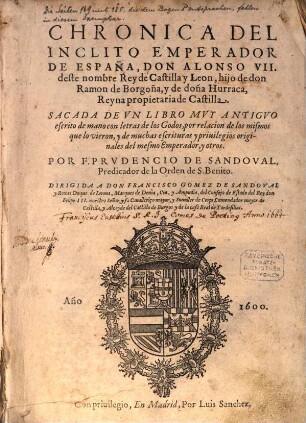 Chronica del inclito Emperador Don Alonso VII.