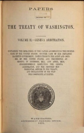 Papers relating to the treaty of Washington, 2. Geneva arbitration