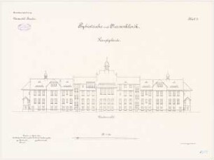 Universität Breslau Klinische Neubauten. Psychiatrische und Nervenklinik: Hauptgebäude: Westansicht 1:150