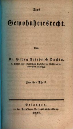 Das Gewohnheitsrecht, 2