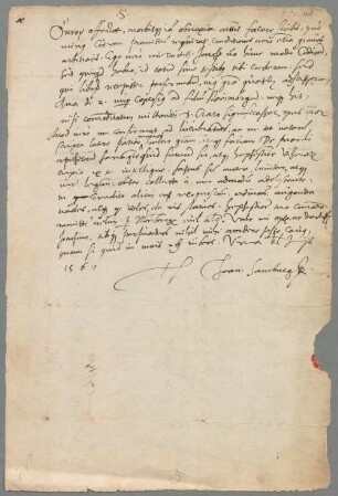 Johannes Sambucus (1531 - 1584) Autographen: Brief von Johannes Sambucus an Joachim Camerarius - BSB Autogr.Cim. Sambucus, Johannes