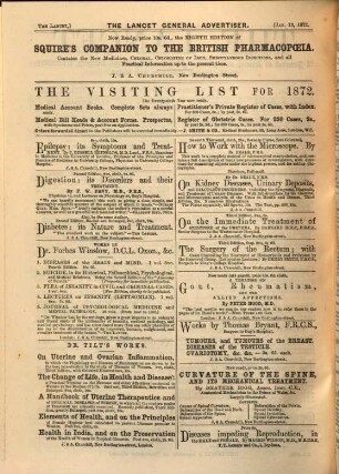 The lancet. 1872, [3.] Advertiser