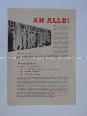 Propagandaflugblatt der IG Metall zum Streik der Metallarbeiter Schleswig-Holsteins
