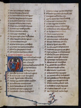 Deckfarbeninitiale Q, historisiert: L'amant parle a Oiseuse