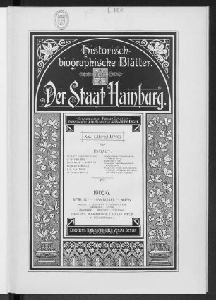 Bd. 7, Lfg. 15: Historisch-biographische Blätter, Band 7, Lieferung 15 : der Staat Hamburg