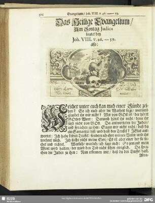Das Heilige Evangelium, Am Sontag Judica lautet bey Joh. VIII. v. 46.-59.