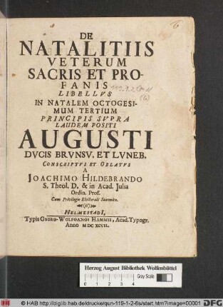 De Natalitiis Veterum Sacris Et Profanis Libellus