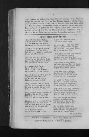 Gedicht. Das Ungar-Rößlein.