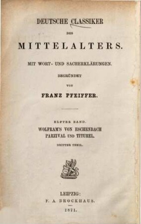 Wolfram's von Eschenbach Parzival und Titurel. 3