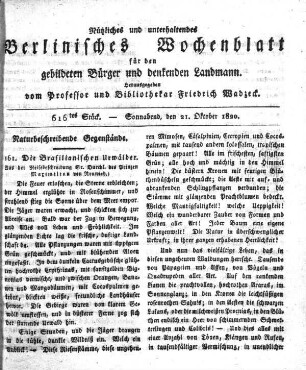 616tes Stueck, Sonnabend, den 21. Oktober 1820