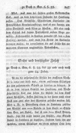 Sechs und dreißigster Zusatz zu Buch 1. Kap. 6. §. 35 bis 39 und auch noch zum 34. Zusatz.