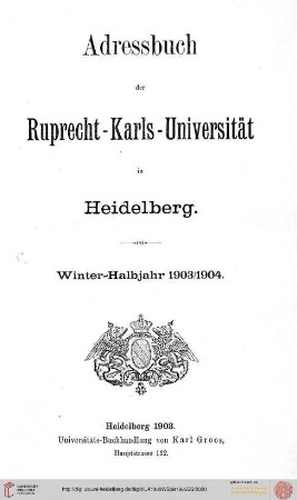 Wintersemester 1903/1904