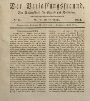 № 30. Cassel, den 13. August. 1831.