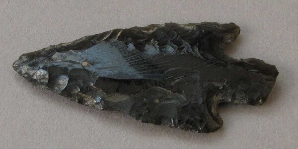 Arrowhead made from obsidian