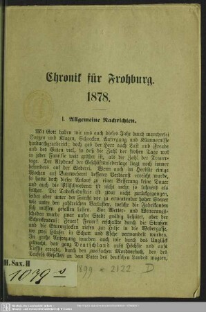 1878: Chronik von Frohburg und Umgebung