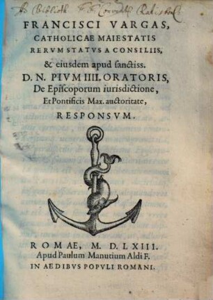 De episcoporum iurisdictione, et pontificis Max. auctoritate, responsum