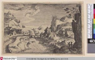 [Bergiger Ausblick mit einem Fluss im Zentrum; Mountainous Vista with a River in the Center]