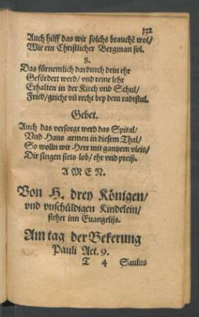 Von H. drey Königen/ und unschüldigen Kindelein/ stehet inn Evangeliis.