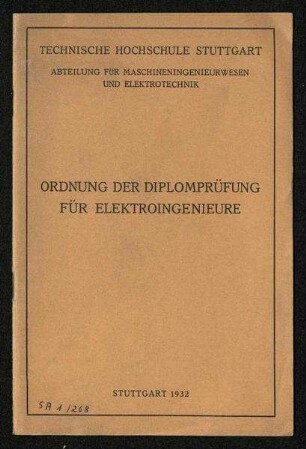Ordnung der Diplomprüfung für Elektroingenieure (1932)