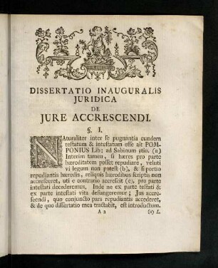 3-16, Dissertatio Inauguralis Juridica De Jure Accrescendi. Corollaria.