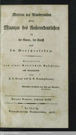 Vierter Band, sechstes Stück