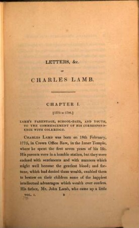 The Letters of Charles Lamb : with a sketch of his life. 1