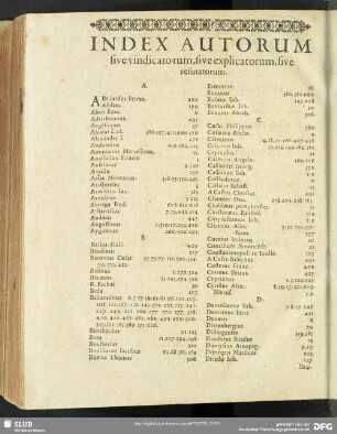 Index Autorum sive vindicatorum, sive explicatorum, sive refutatorum