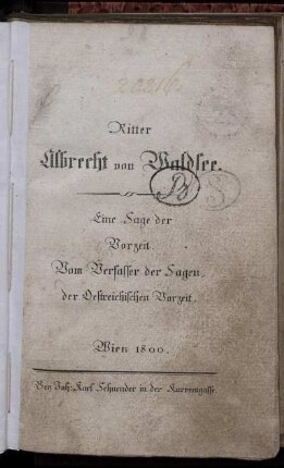 Ritter Albrecht von Waldsee : Eine Sage der Vorzeit