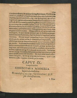 Caput IX. comprehendens Consectaria Nonnulla superioris doctrinae ...