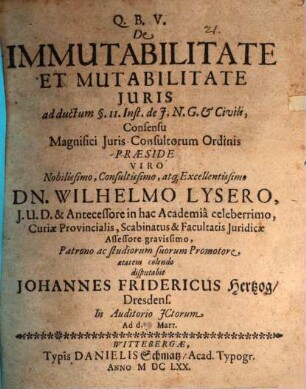 De immutabilitate et mutabilitate juris
