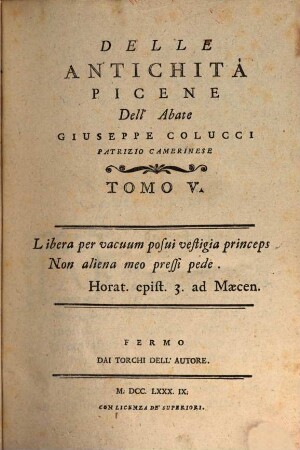 Delle Antichitá Picene, 5