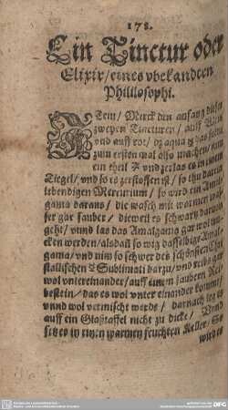 Ein Tinctur oder Elixir/eines ubekandten Phililosophi.