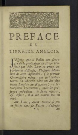 Preface du libraire anglois.