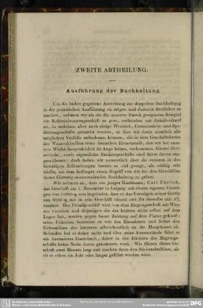 Zweite Abtheilung. Ausführung der Buchhaltung