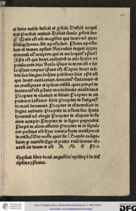 Explicit liber beati Augustini episcopi de disciplina christiana.