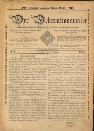 Die Mappe. Wochenausgabe, Deutsche Malerzeitung : Deutsche Maler- u. Lackiererzeitschrift. [7/8]. 1888/89