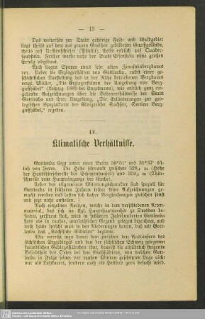 IV. Klimatische Verhältnisse