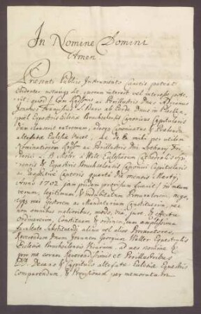 Procuratorum des Wolfgang Eberhard Mohr von Waldt für den Vikar J. G. Weller zwecks Investitur.